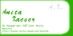 anita kacser business card